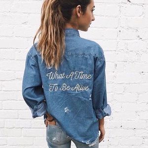 NWOT OOAK destroyed denim shirt